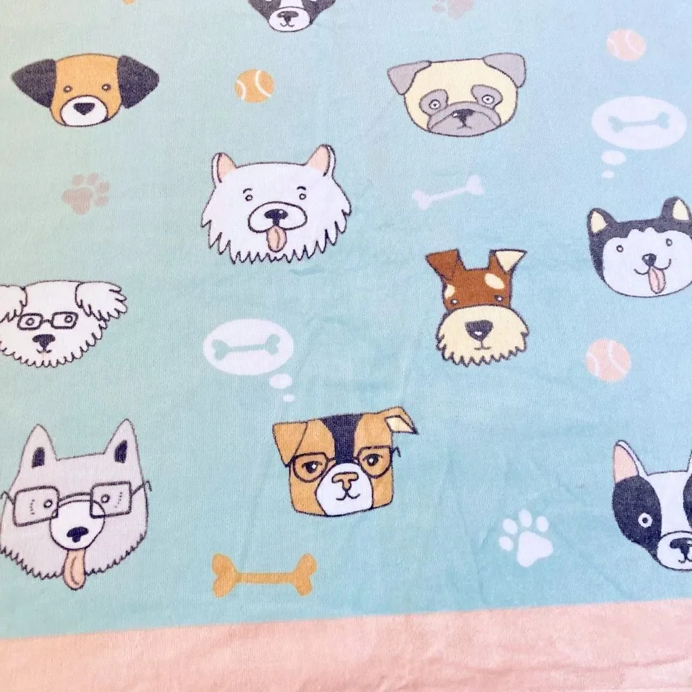 Dog Face Pastel Print Bath & Hand Towels Set